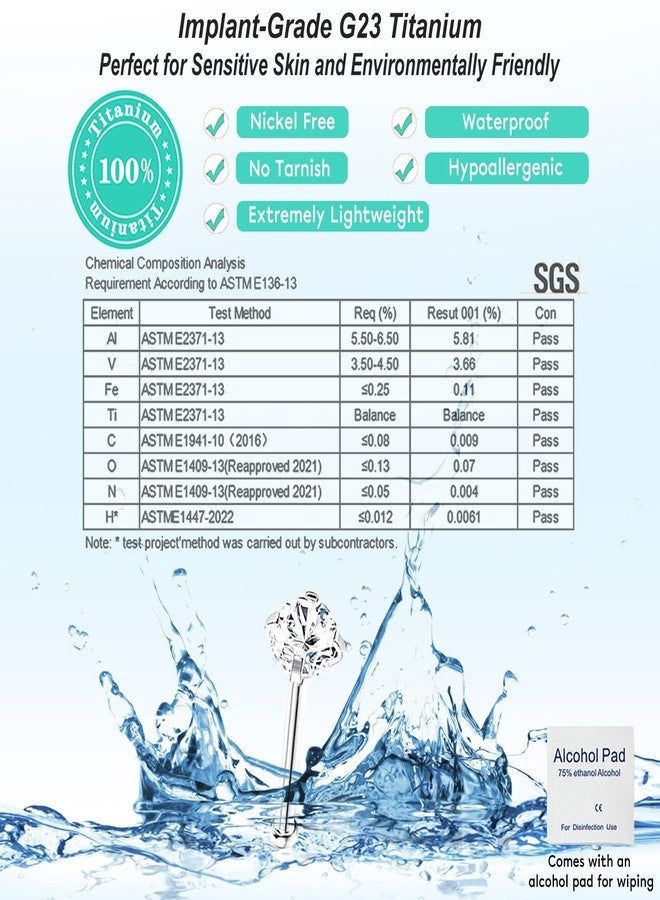 SEEDRILL G23 Titanium 20g Nose Rings Studs for Women Men,Hypoallergenic Nose Piercings Jewelry 1.5/2/2.5/3mm CZ L Shape Nose Rings 20 Gauge Straight Nose Studs Corkscrew Nose Screw Studs Silvery - Image 3